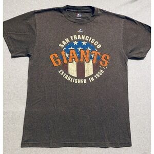 San Francisco Giants Shirt Mens Medium Gray Flag Stars Stripes SF MLB Bay Area